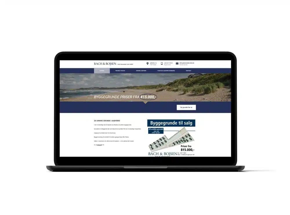 Mockup af laptop hjemmeside design til Bach & Bojsen