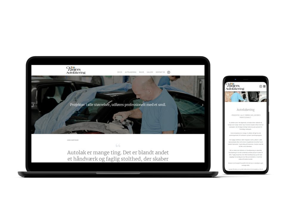 Mockup af responsivt webdesign til Bøjers Autolakering