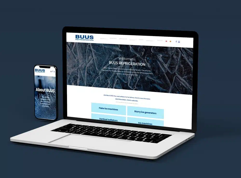 mockup af webdesign til Buus