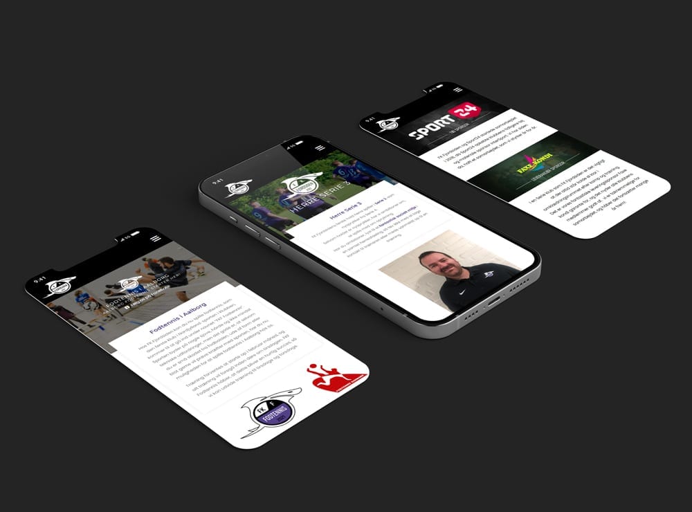 Mockup af responsivt webdesign til FK Fjordsiden
