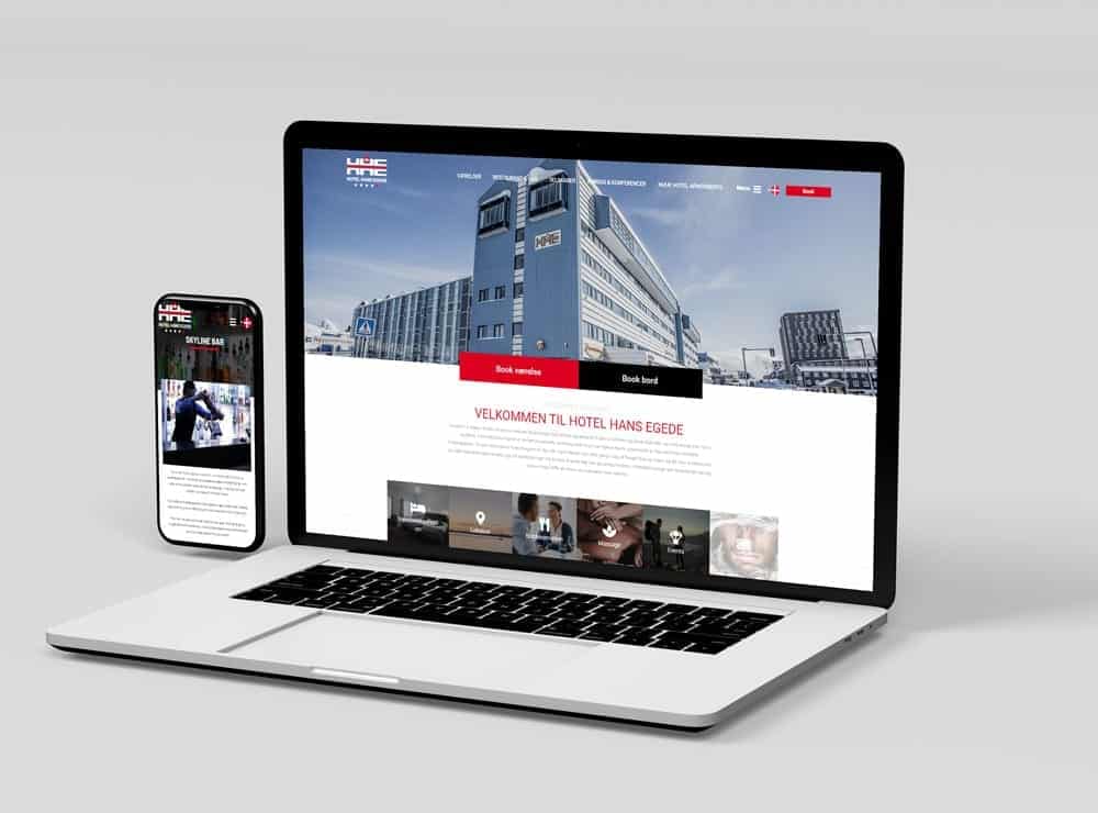 Mockup af responsiv WordPress hjemmeside til Hotel Hans Egede