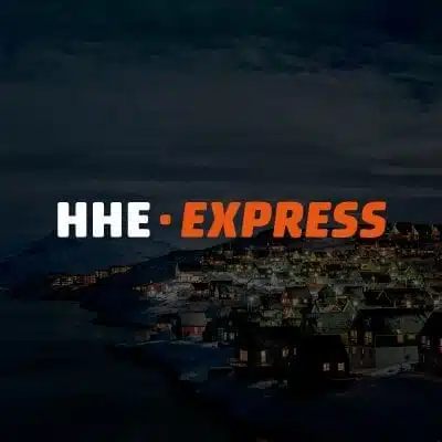 HHE Express logo på mørk baggrund