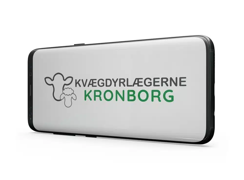 Kvægdyrlægerne Kronborgs logo på mobil mockup