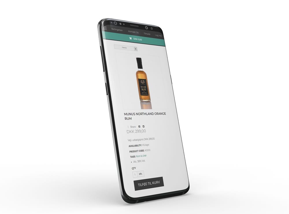 Mockup af mobil webdesign til Thylandia webshop
