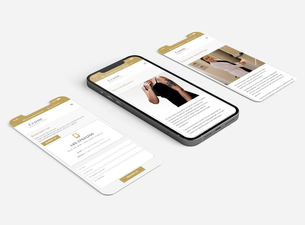 Mockup responsivt webdesign af Clinic Magnifique