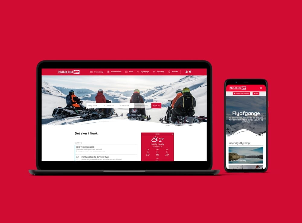 Mockup af responsivt webdesign til Nuuk.nu