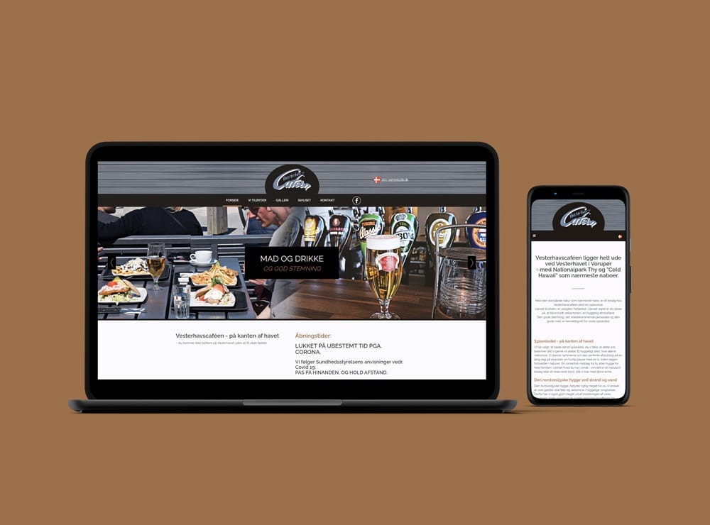 Mockup af webdesign til Vesterhavs Cafeen i Vorupør