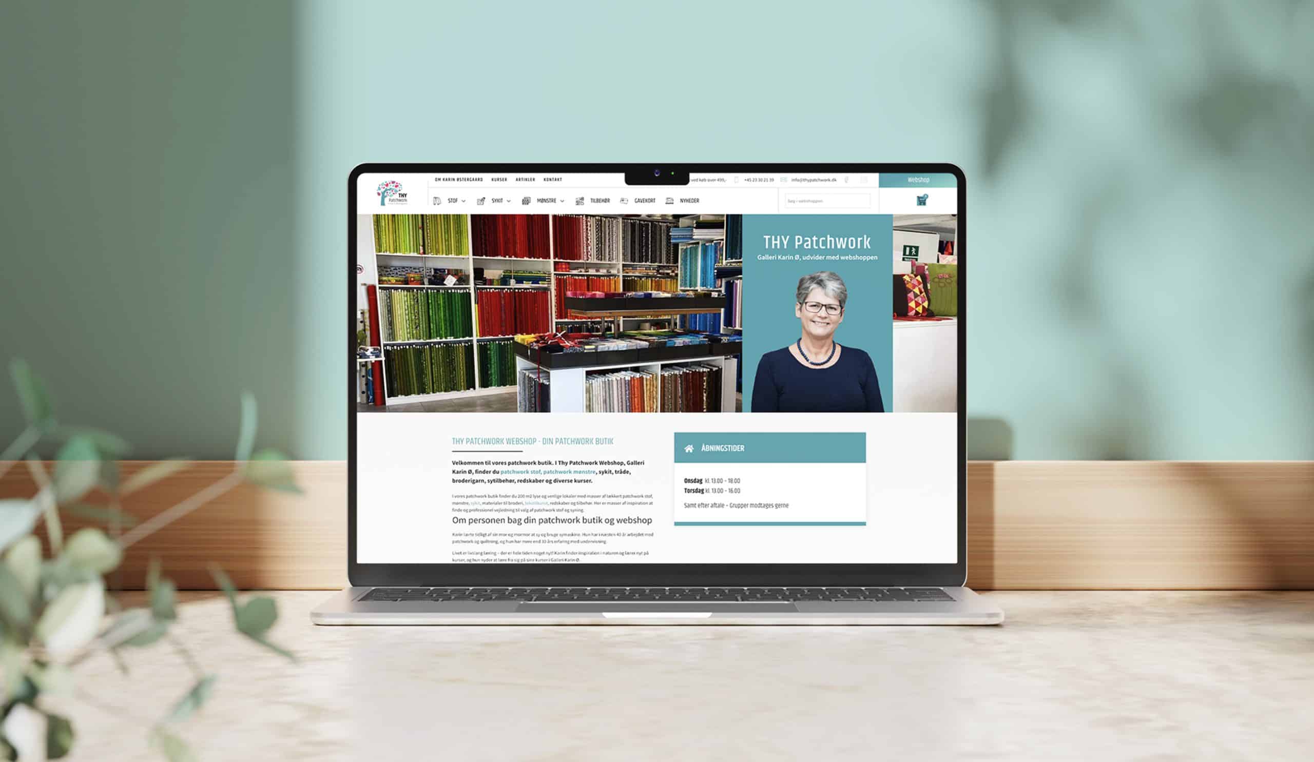 Laptop mockup af Thy Patchworks WordPress hjemmeside