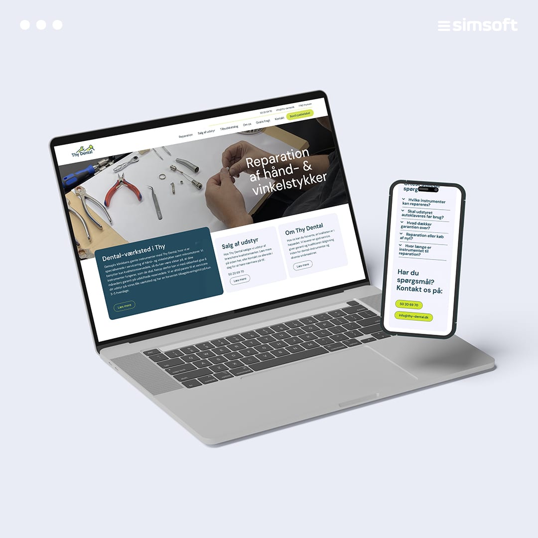 Mockup af laptop og mobil Thy Dental hjemmeside design