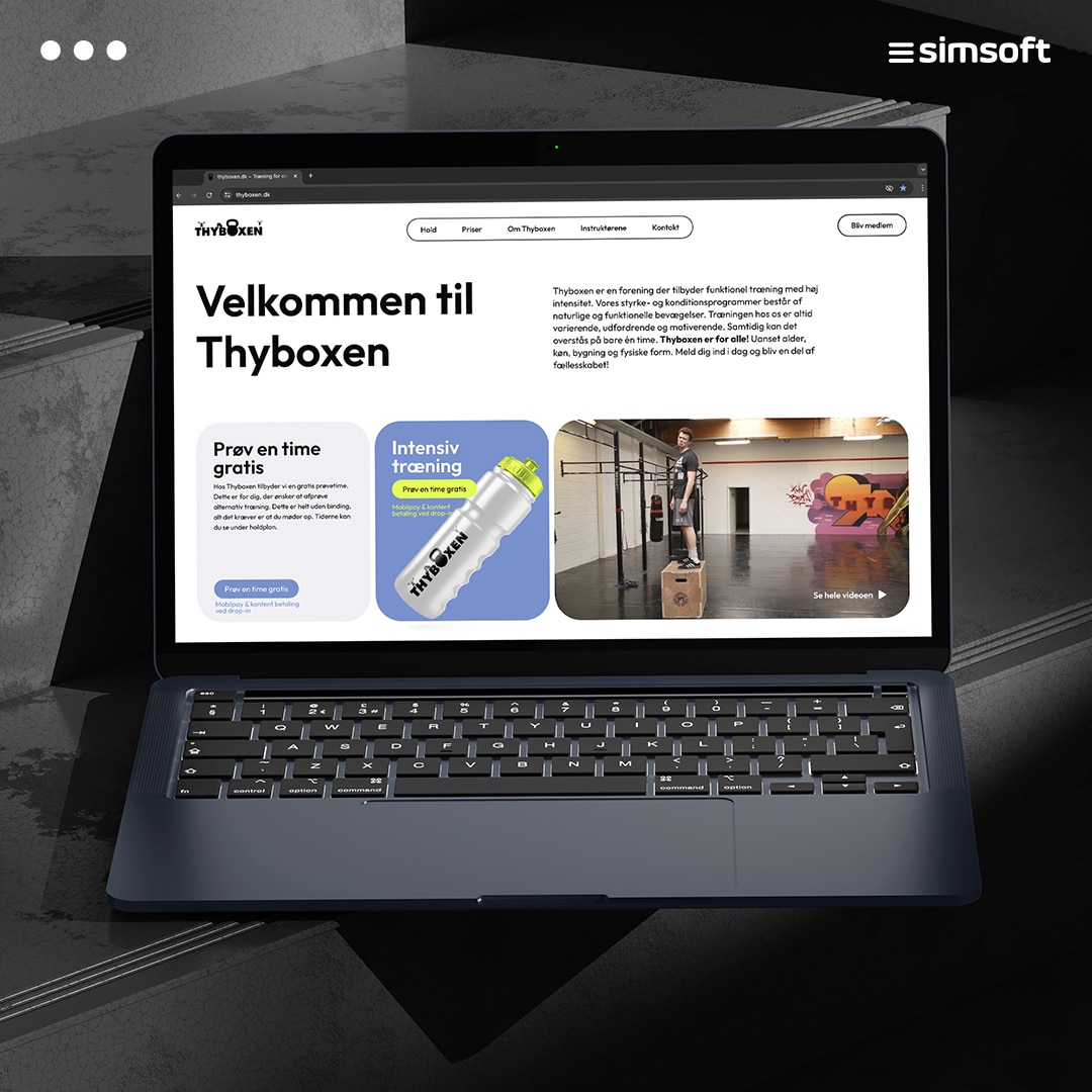 Mockup af Thy Boxen løsning på laptop