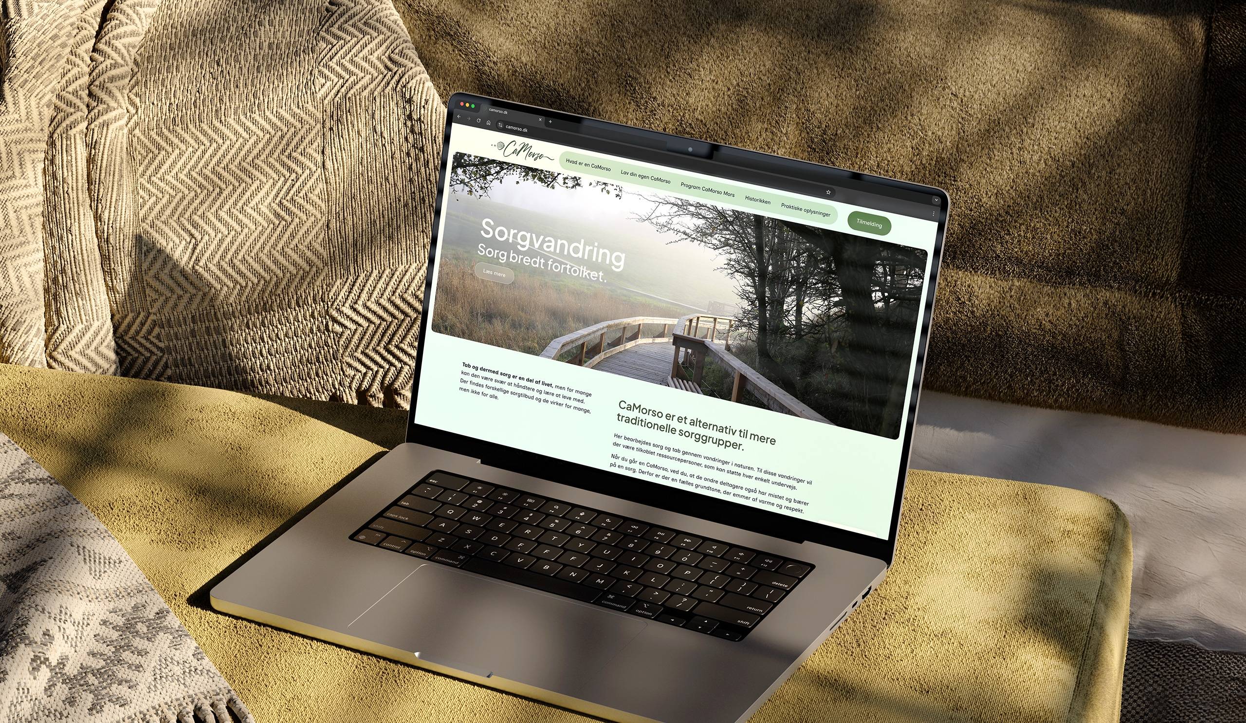 CaMorso hjemmeside mockup sorgvandring