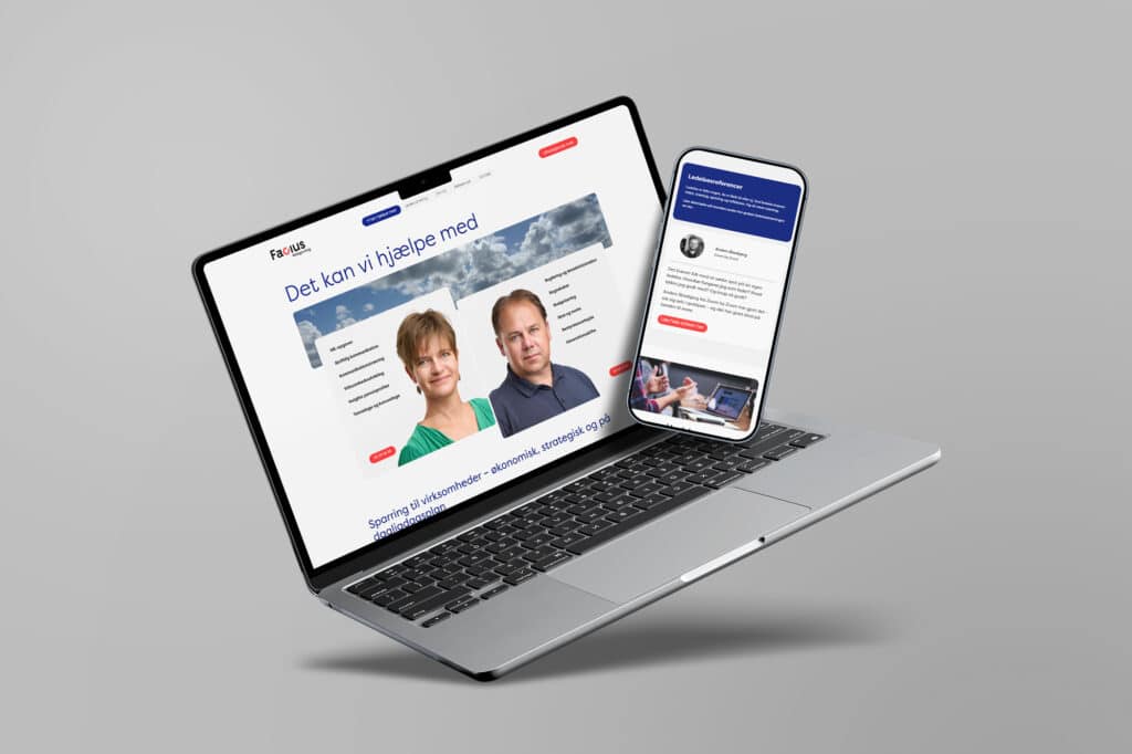 Mockup af Facius Rådgivnings hjemmeside